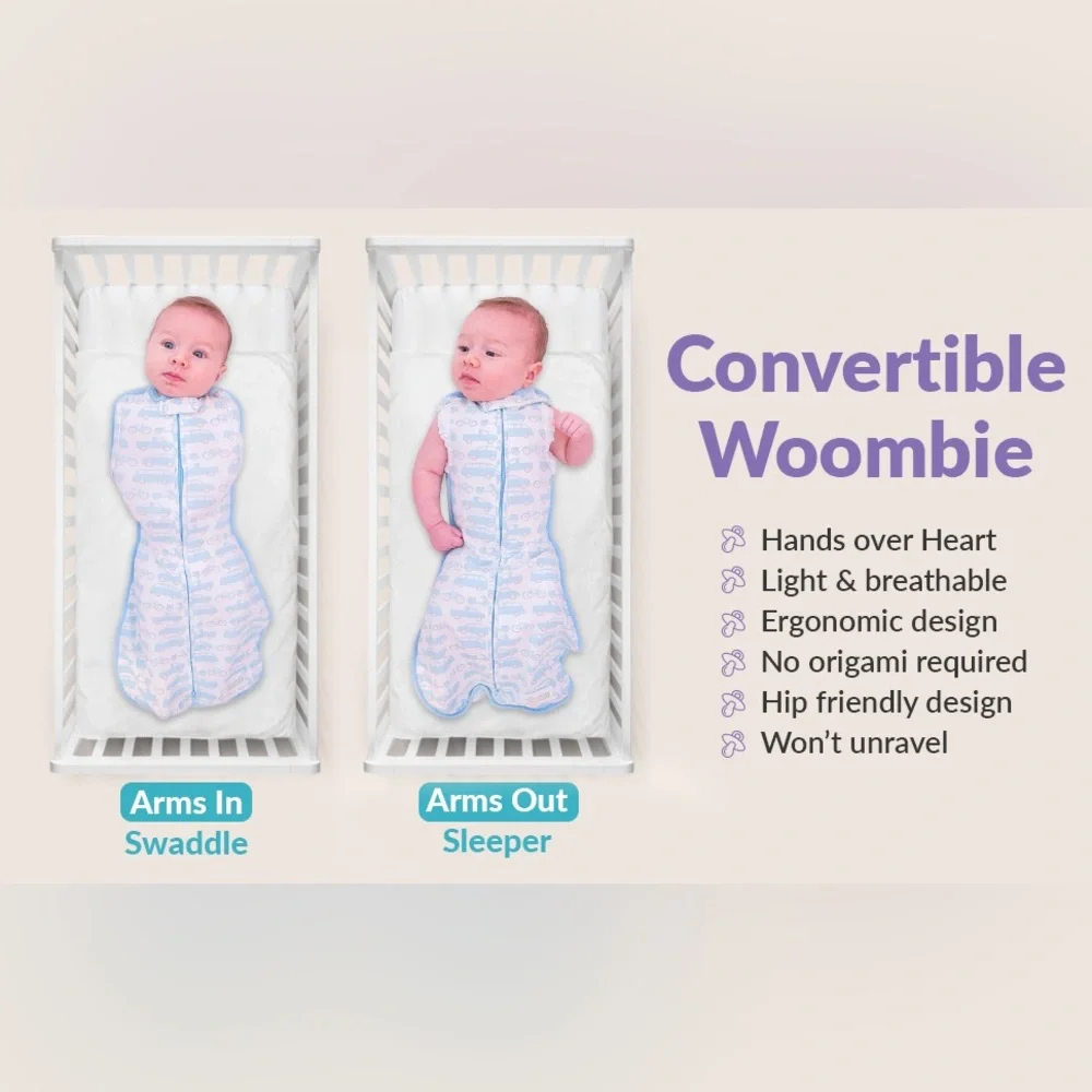 Woombie Convertible Baby Swaddling Blanket (3-6mo), Pink Posey 14-19 lbs NWOT - Picture 9 of 11